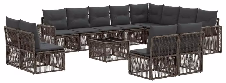 Set Divano da Giardino 13 pcs Grigio e Grigio Scuro polyrattan