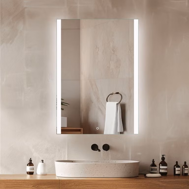 Specchio da bagno a LED, 50x70 cm, illuminazione laterale, sensore touch, 6000 K