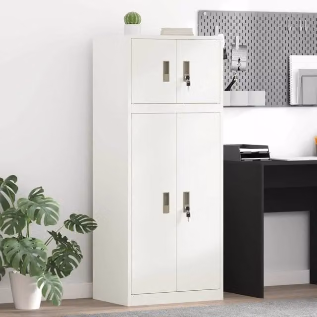 Armadio 2 pz Bianco 60 x 40 x 145 cm Acciaio Bloccabile 3438698