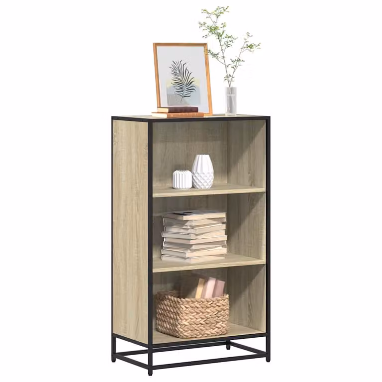 Libreria stile industrial vidaXL in legno e metallo, colore beige e marrone, L 60 cm x P 35 cm x H 107,5 cm