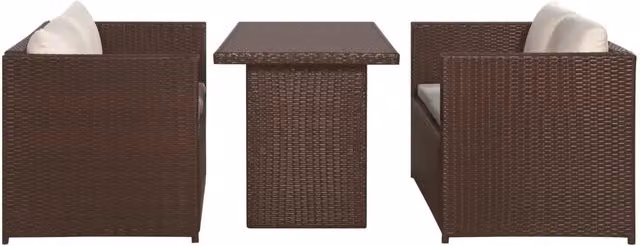 Set da Bistrot 3 pz con Cuscini in Polyrattan Marone 43914