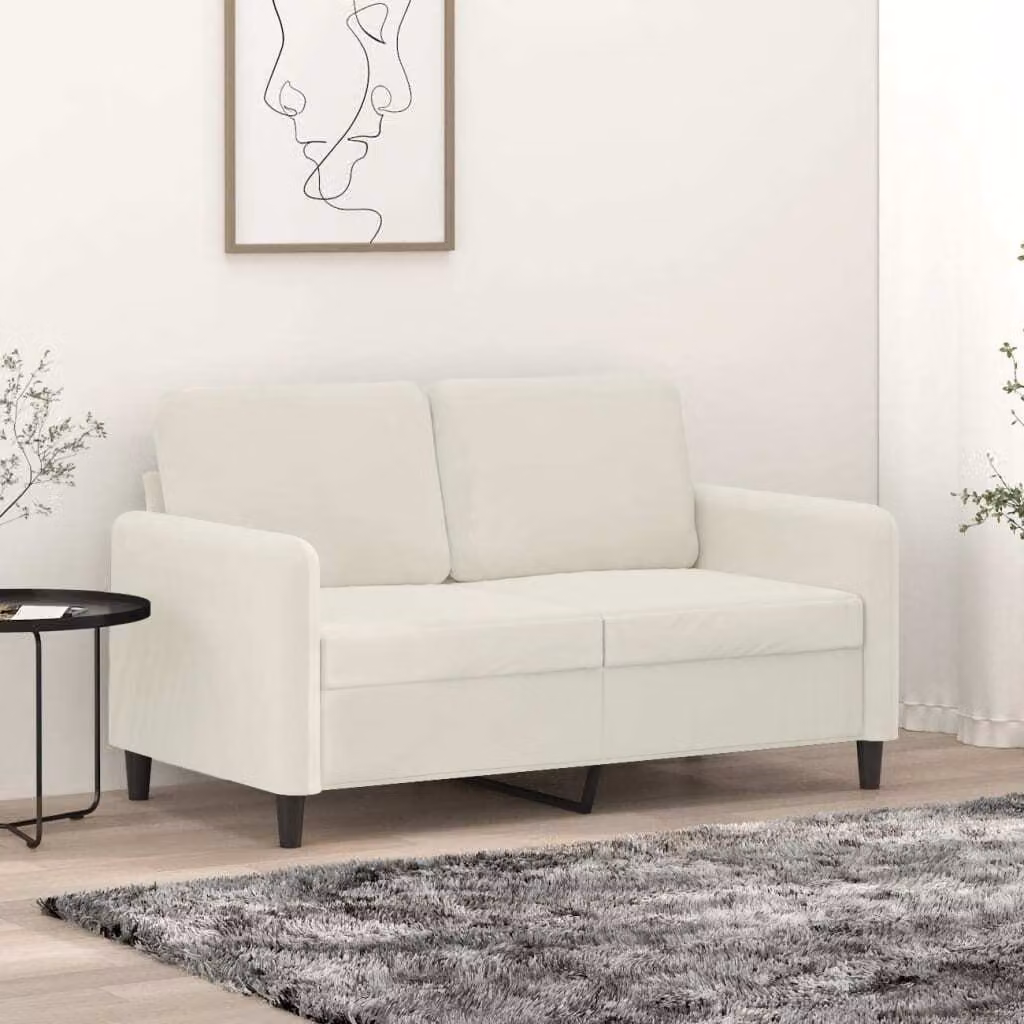 Divano a due posti, colore crema, in velluto, collezione Maison Exclusive, dimensioni 120 cm