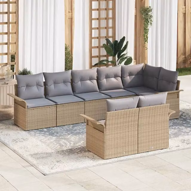 Set Divano da Giardino 8 pz Beige polyrattan 3354079