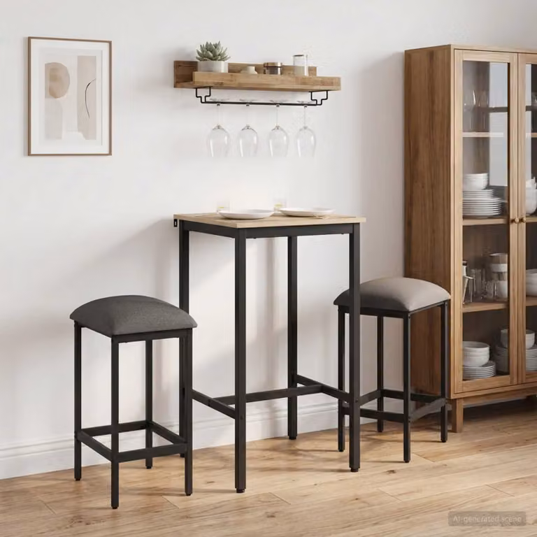 Set di 2 sgabelli da bar vidaXL in tessuto grigio con struttura in metallo L/P/H: 40 x 32 x 74 cm