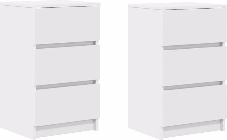 Comodini con 3 Cassetti 2 pz Bianco 39x35x65 cm