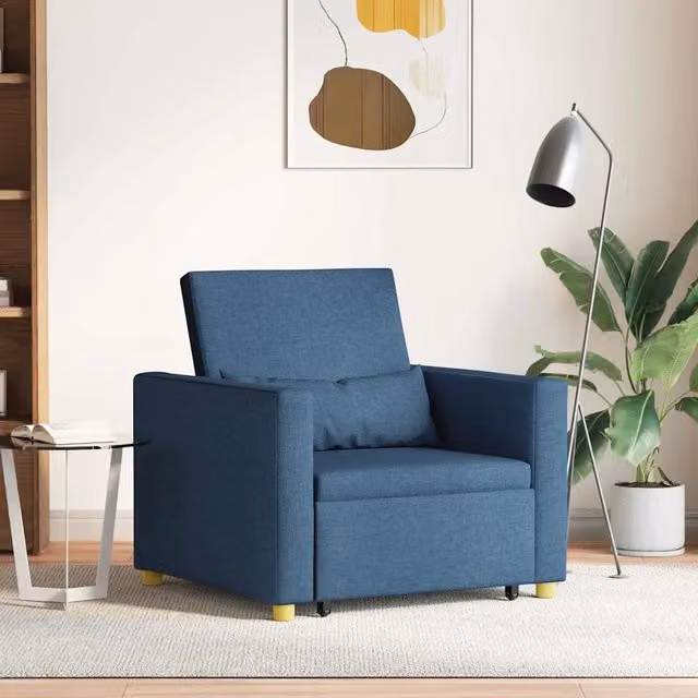 Divano letto estraibile singolo-Sofa Letto-Daybed Blu 90 x 165 x 87 cm Tessuto