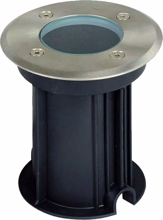 V-TAC VT-7677 Portalampada a incasso lampada interrata segnapassi calpestabile rotondo colore nero e acciaio GU10 IP65  - SKU 7515