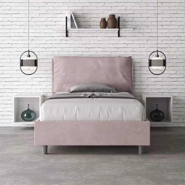 Letto imbottito Ityhome in microfibra color glicine, misura 120x200 cm, senza rete – 1