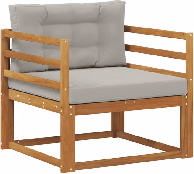 Divano centrale da esterno in legno di acacia Naturale CFW1026168 colore marrone e grigio – 1
