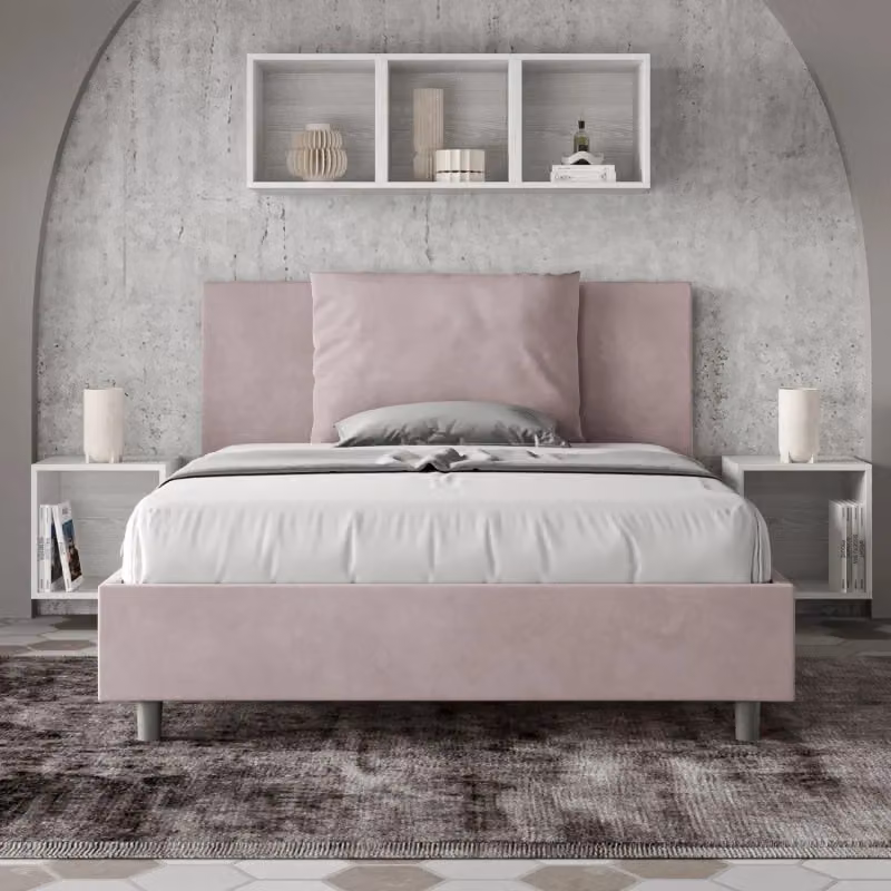 Letto matrimoniale francese Antea Ityhome imbottito in microfibra colore glicine L/P/H: 140 x 210 x 110 cm – 2