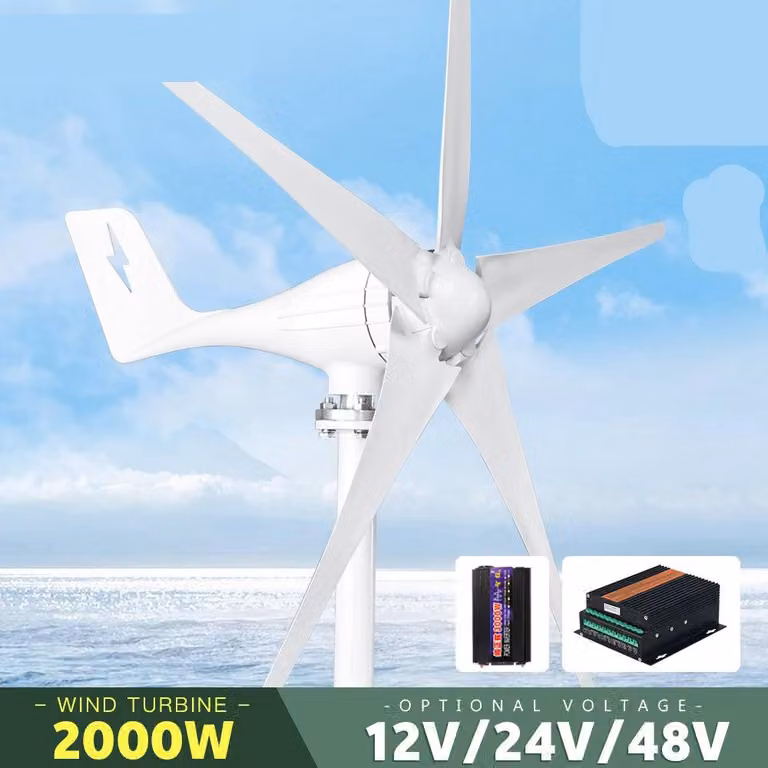 Turbina eolica - Generatore eolico - Generatore di energia - Energia sostenibile - Potenza: 2000W - Alloggiamento in alluminio