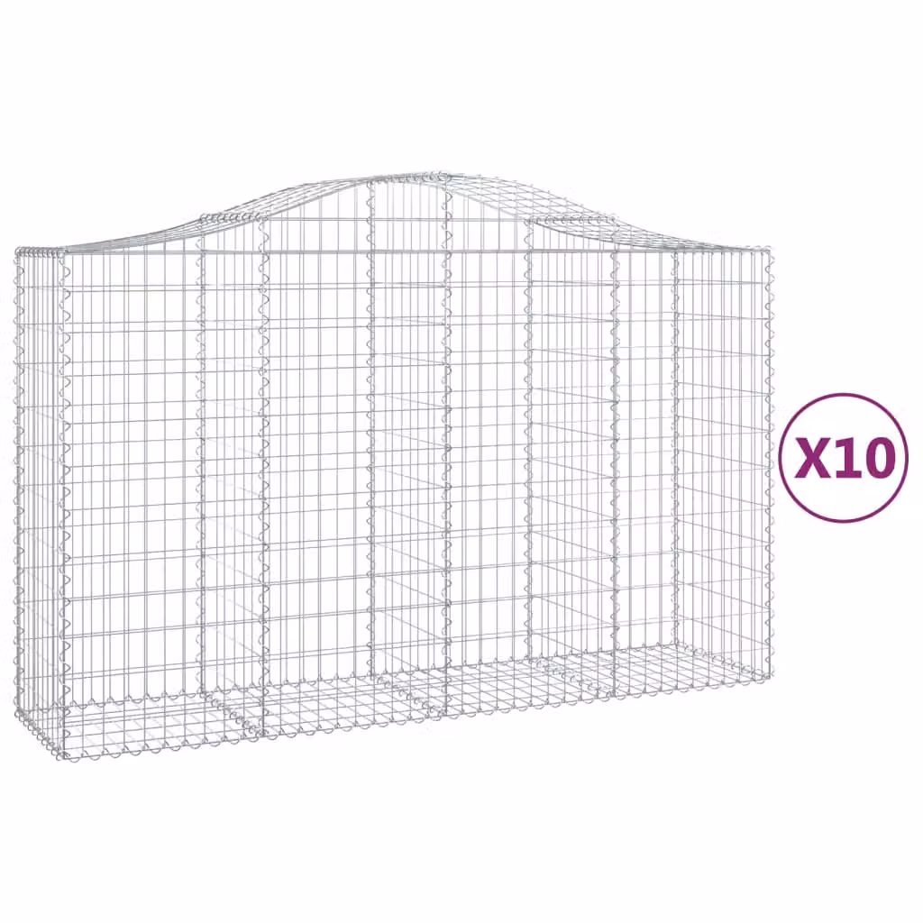 Cesti Gabbioni ad Arco 10 pz 200x50x120/140 cm Ferro Zincato