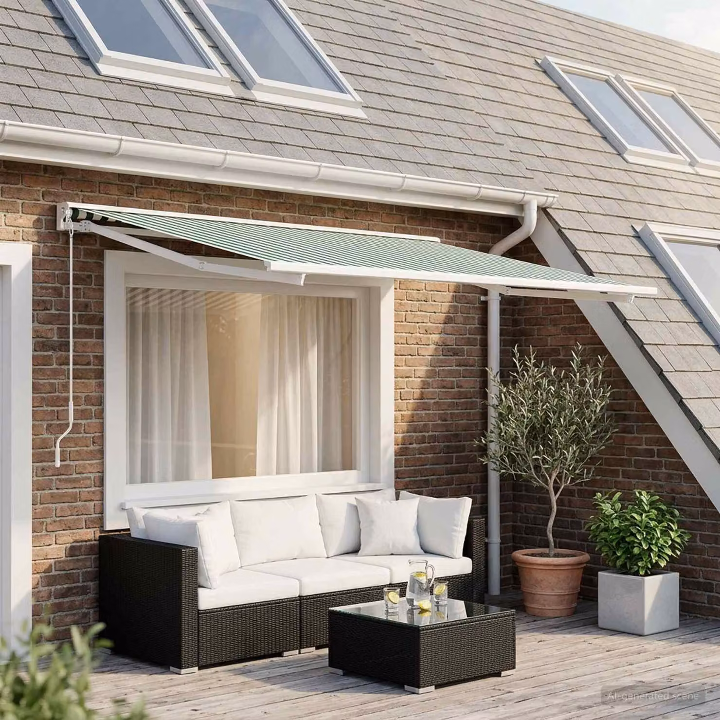 Maison Exclusive - Tessuto di ricambio per tende da sole, verde e bianco, 600 x 350 cm, in poliestere