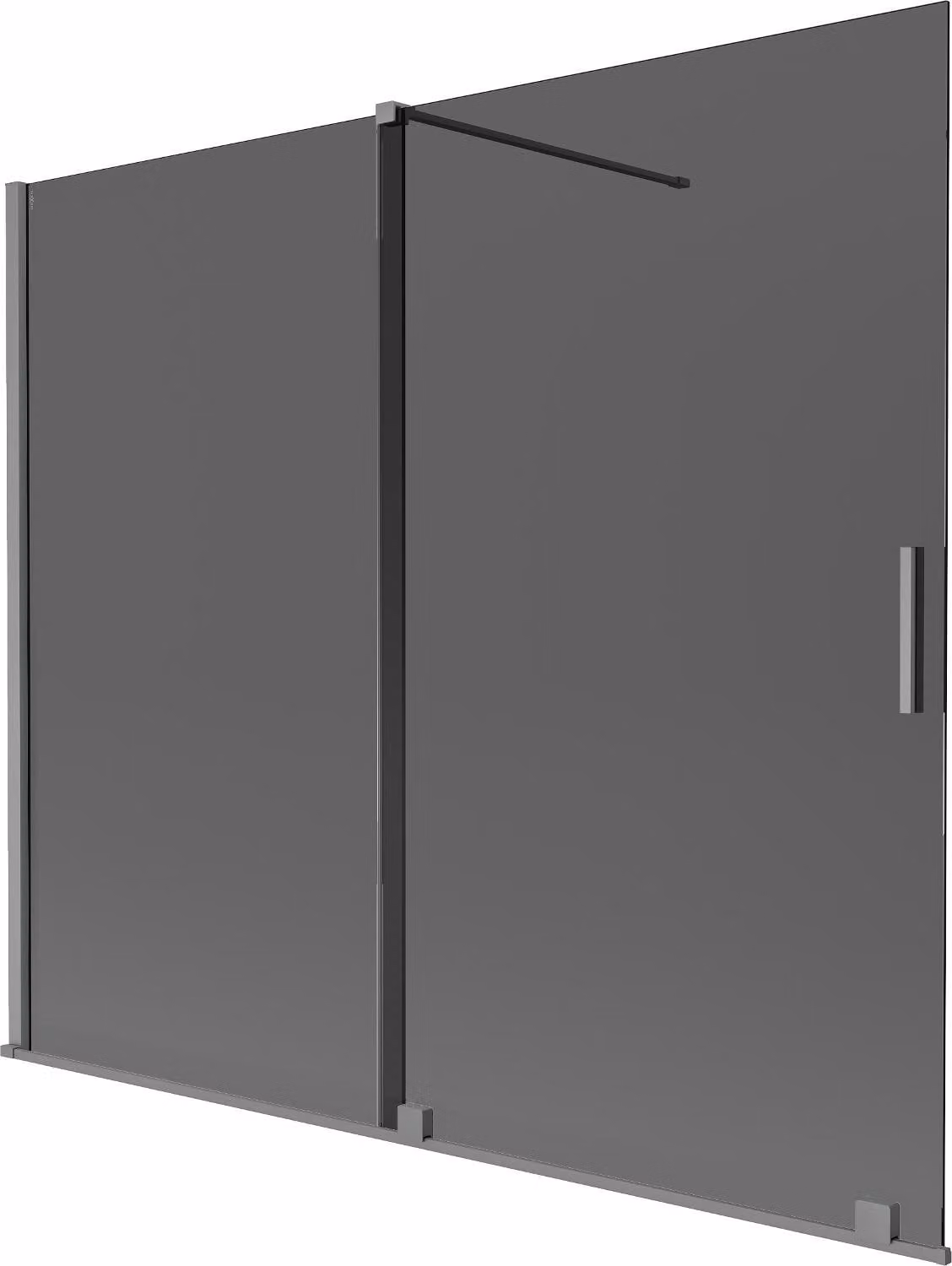 Mexen Velar paratia per vasca da bagno a 2 ante scorrevole 180 x 150 cm, grafite, gun metal - 896-180-000-41-95
