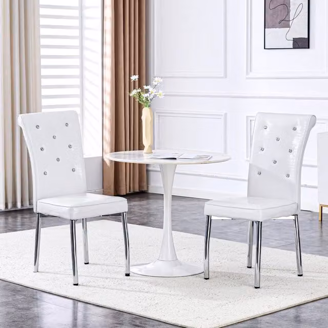 Sedia da pranzo MIVRAY in ecopelle bianca con motivo animal print e gambe in metallo per cucina e sala da pranzo