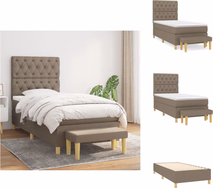 vidaXL Letto a molle con materasso Taupe 80x200 cm in tessuto - Letti e strutture letto