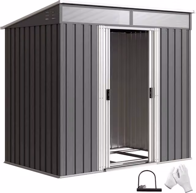 Casetta da Giardino in Acciaio ¨C Minimal ¨C Grigio 195x122x181.5 cm