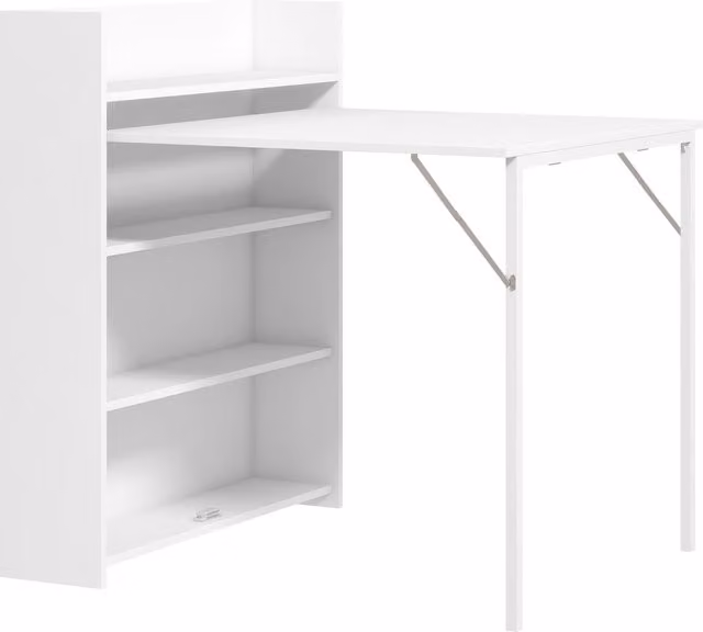 Tavolo da pranzo pieghevole HOMCOM con 4 ripiani e piano a ribalta, ideale per 3 persone, colore bianco, L 78.5 cm x P 91 cm