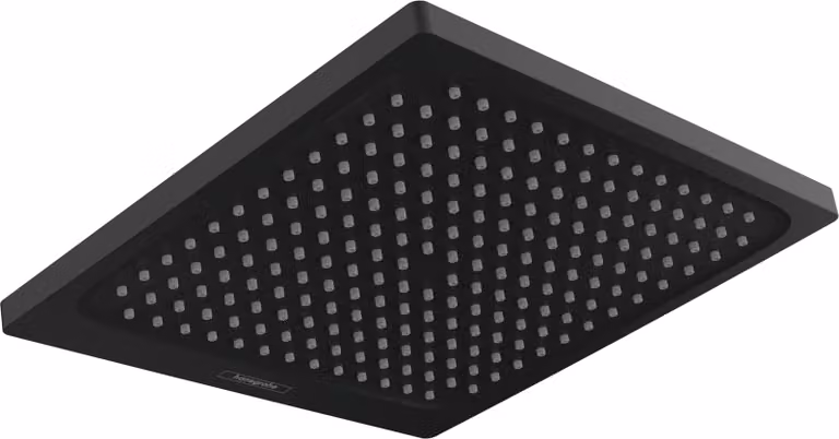Doccia a soffitto quadrata, 240 mm, finitura opaca nera, un getto Rainjet, sistema QuickClean