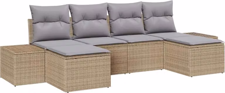 Set Divano da Giardino 4 pcs Beige e Grigio Chiaro polyrattan