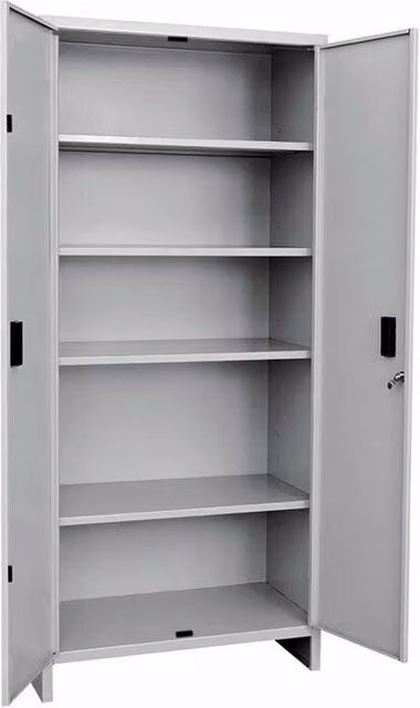 Armadio in metallo Prometal con 2 ante e 4 ripiani, grigio, H: 179 cm, L: 100 cm, P: 40 cm