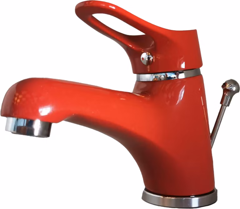 Miscelatore monocomando per lavabo rosso. Alta pressione.