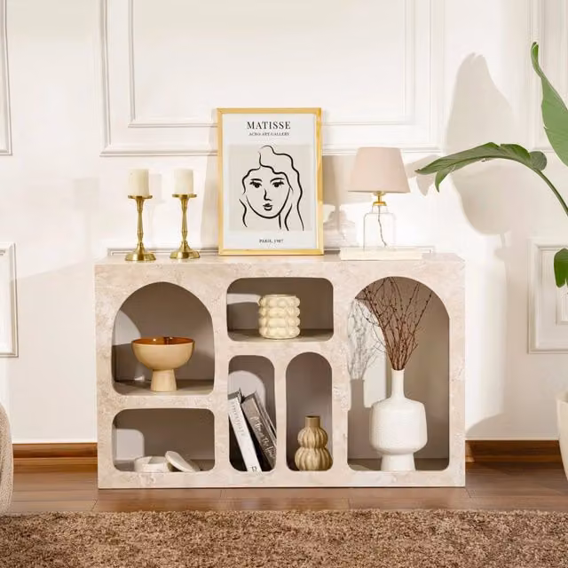 Madia Arsenioiu, Credenza 6 Ripiani, 120x37x74h cm Beige Marmo