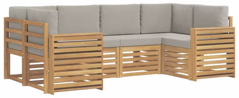 Set di divani da esterno, 6 pezzi, bianco e grigio chiaro