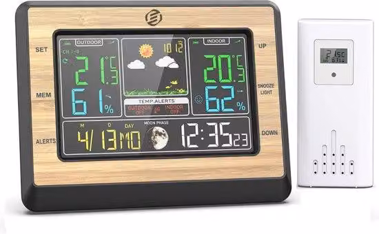 Stazione meteorologica digitale per interni ed esterni - Igrometro - Termometro - Display digitale - Misuratore di umidità - Versione avanzata