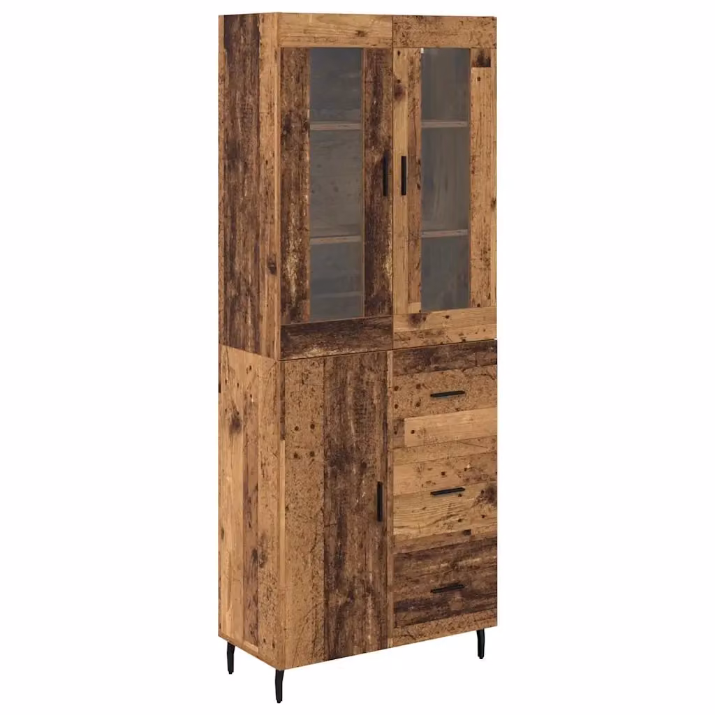 Set di 2 credenze vidaXL in legno vecchio e metallo, colore marrone, L: 69,5 cm, P: 34 cm, H: 180 cm – 2