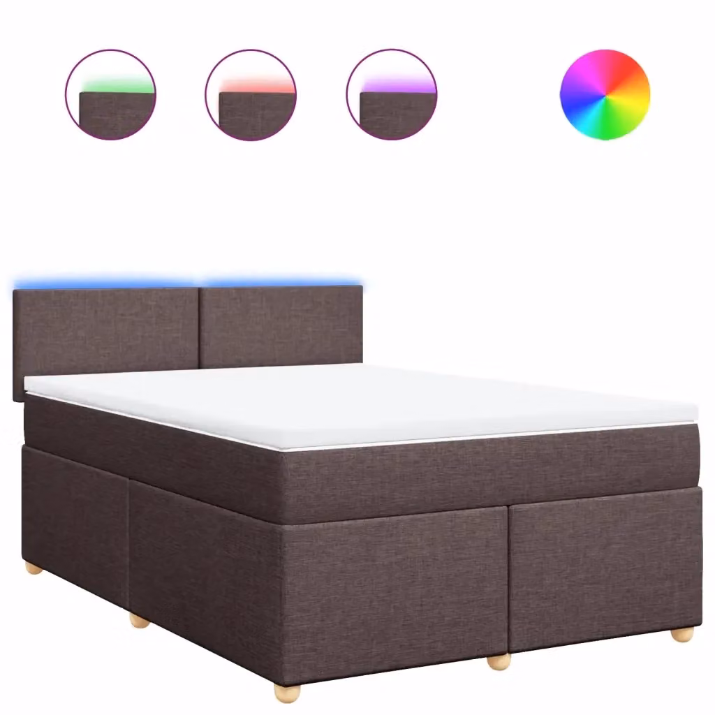 vidaXL Letto Ibrido con Materasso in Tessuto Marrone e Bianco L/P/H: 140 x 190 cm – 2