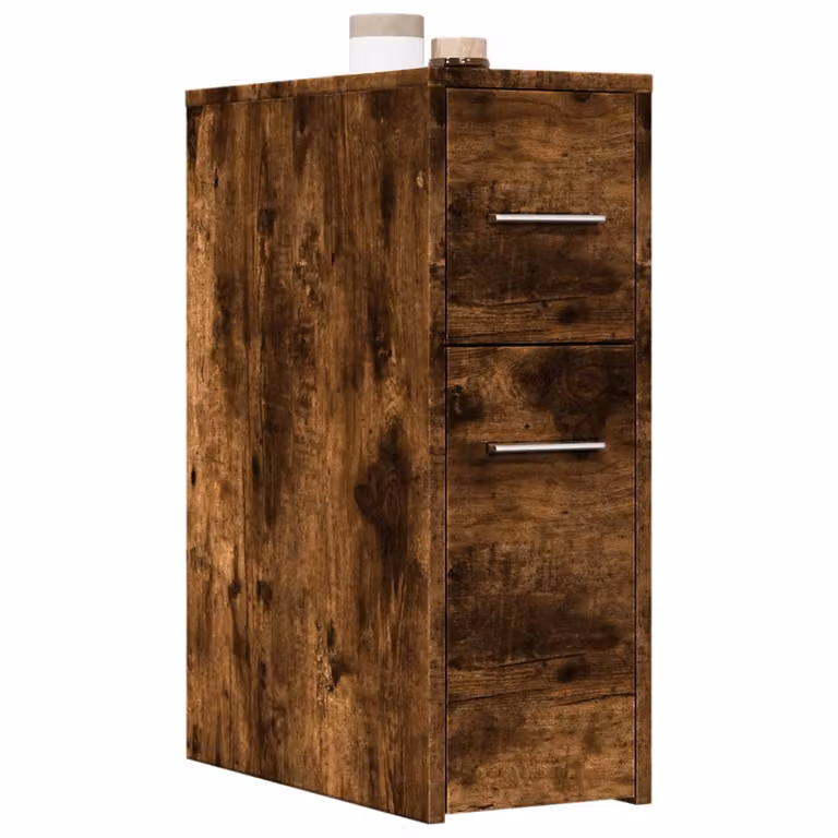 Armadietto da bagno vidaXL in legno marrone con ante a battente e cassetti