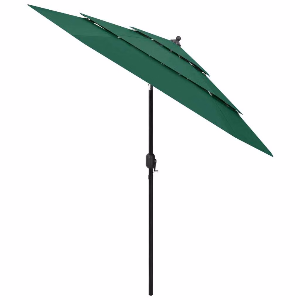 vidaXL Ombrellone a 3 livelli con asta in alluminio verde 2,5 m