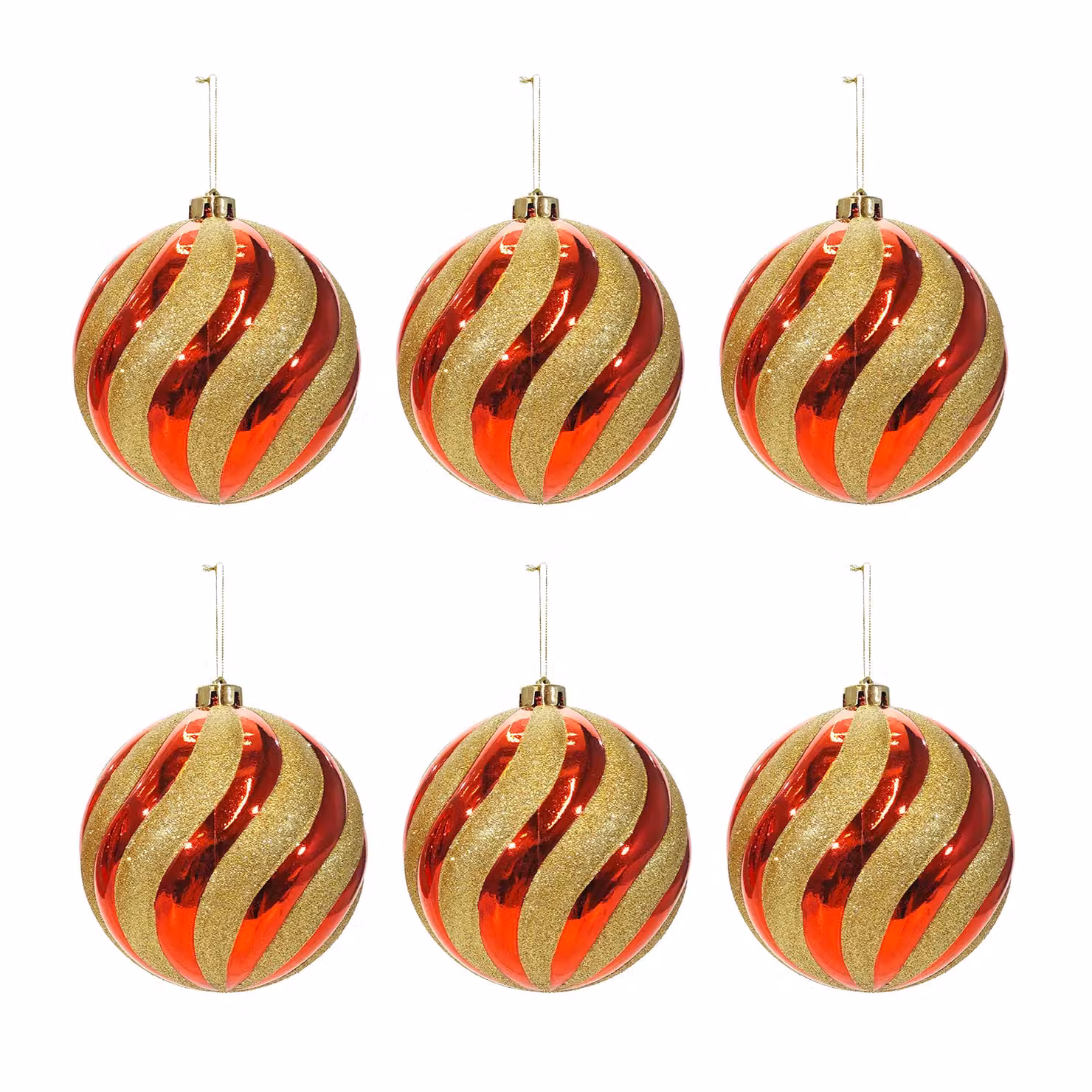 VESTIAMO CASA Set di 6 palline di Natale infrangibili in plastica, colore rosso e oro, diametro: 8 cm – 1