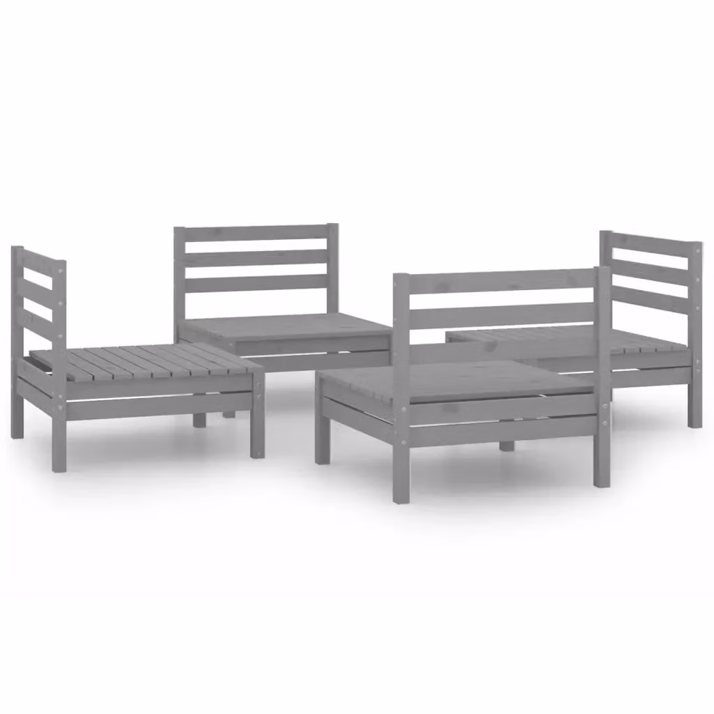 Set di divani da giardino vidaXL in legno massello di pino, 4 pezzi, colore grigio – 2