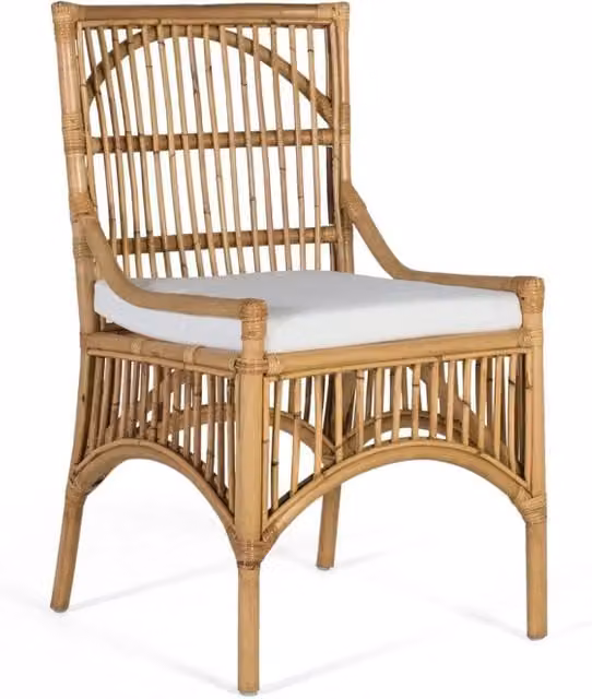 Set di due sedie in rattan con cuscini imbottiti