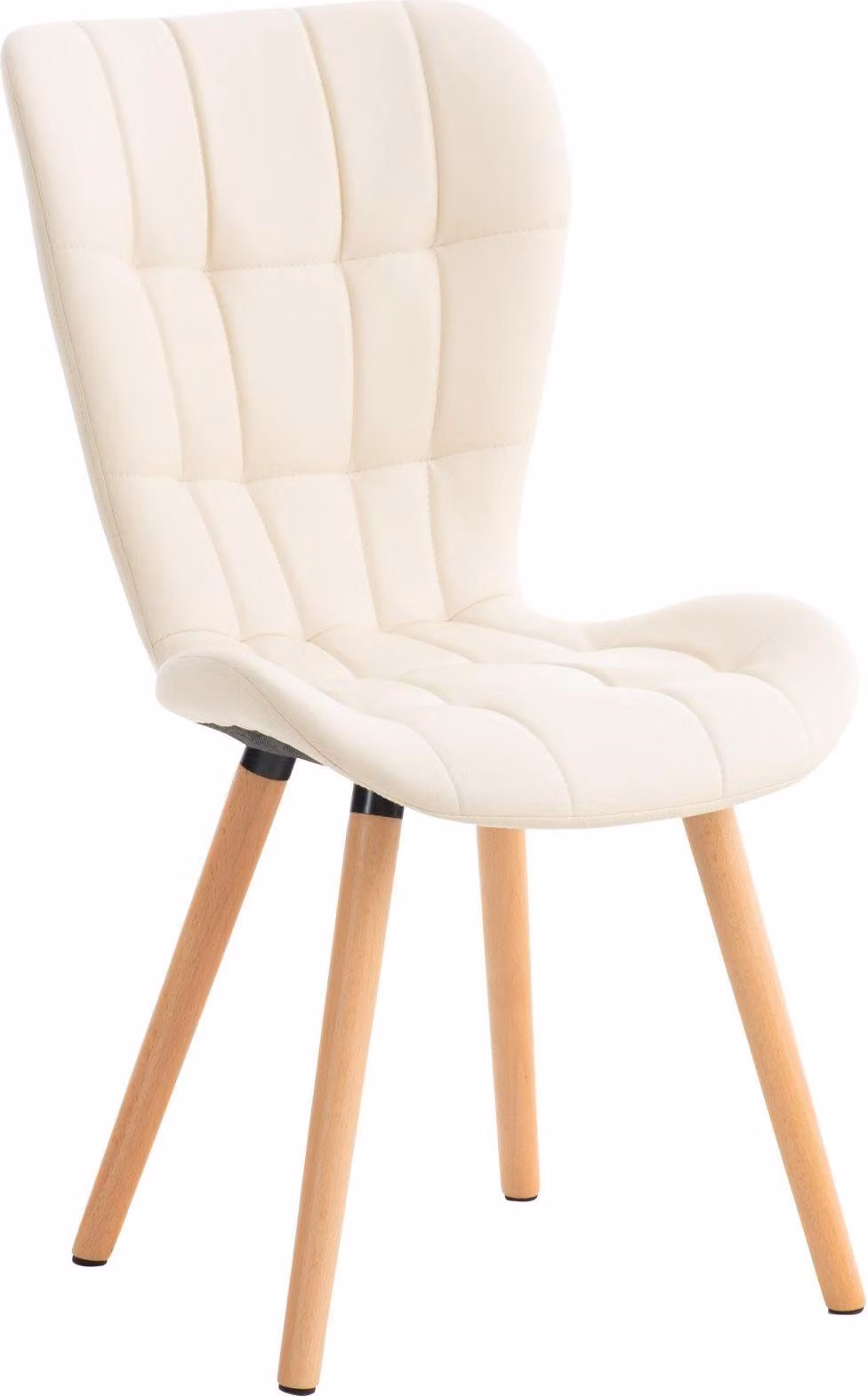 Sedia da pranzo - Sedia da cucina - Seduta confortevole, Pelle finta e legno colore: crema