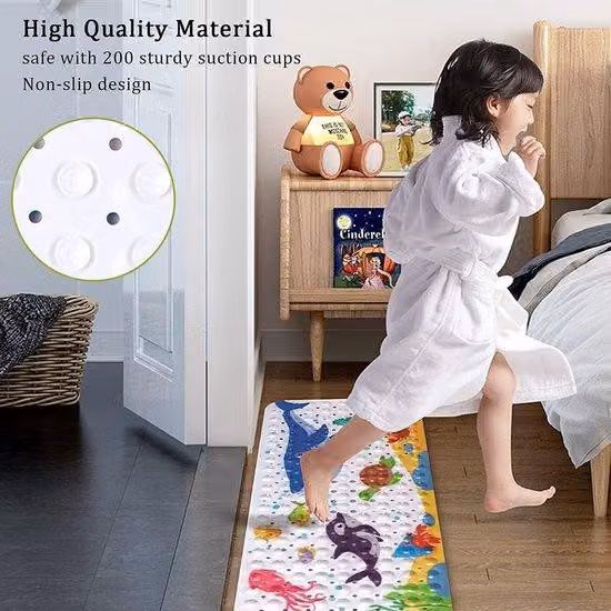 Tappetino da bagno per bambini - Tappetino da doccia extra lungo - 40 x 100 cm con superficie antiscivolo e fori di drenaggio