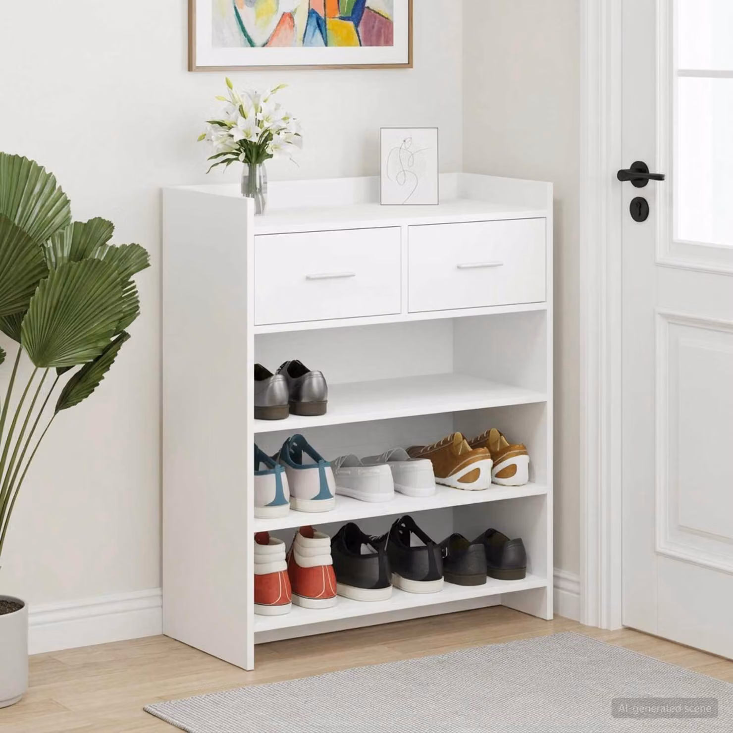 Mobile porta scarpe vidaXL moderno in MDF bianco L: 73,5 cm, P: 36 cm, H: 92 cm