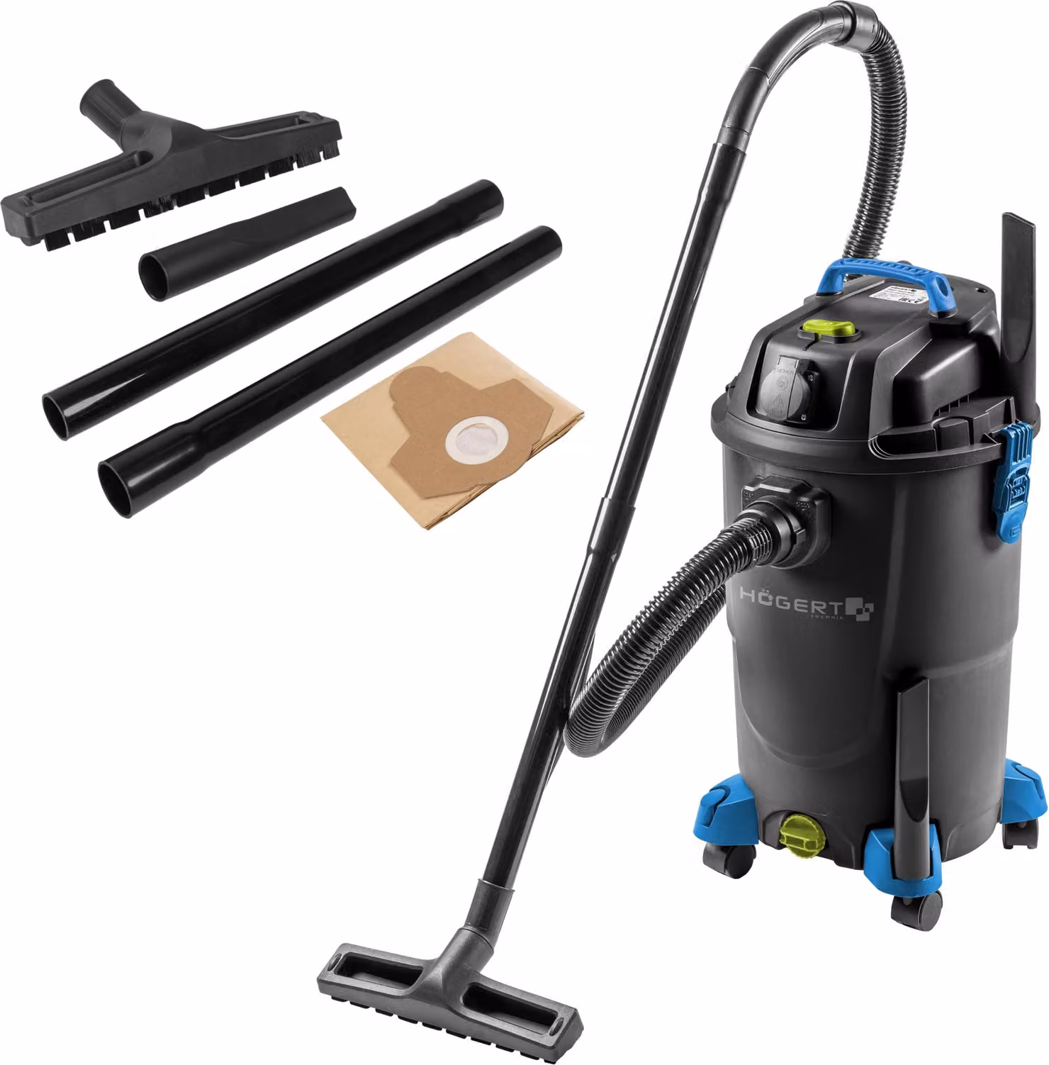 Aspirapolvere per trucioli, aspirapolvere per uso umido e asciutto - Potenza: 1200 W - Capacità: 30 litri - Colore: nero - Ideale per officine e cantieri