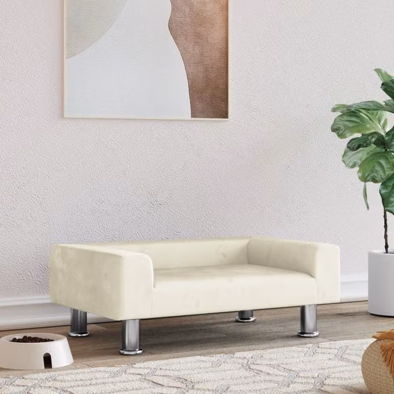 The Living Store Letto per cani Crema 70x45x26,5 cm Velluto