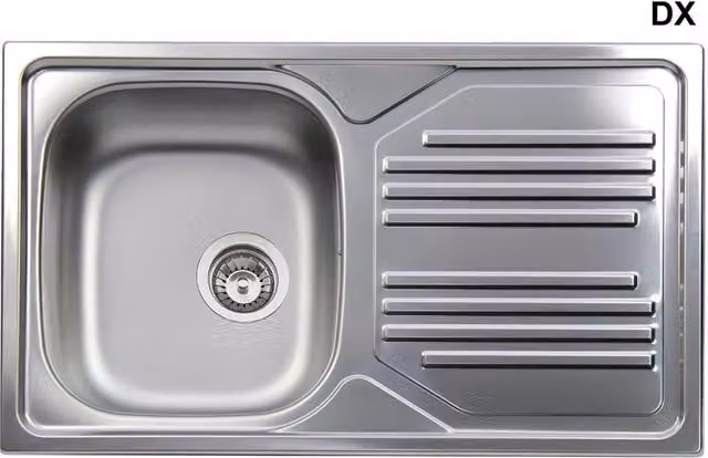 Lavello da incasso Apell in acciaio inox con gocciolatoio a destra, colore argento, larghezza: 86 cm