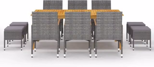 Set da pranzo da giardino vidaXL in legno di acacia oliato grigio 11 pz