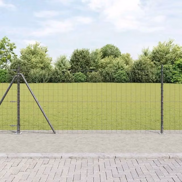 Recinzione Euro Videx in acciaio rivestito in PVC grigio con base in calcestruzzo per montaggio a superficie L: 25 m, H: 1,8 m, P: 1,2 m – 1