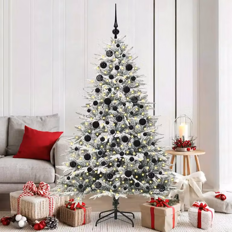 Albero di Natale Artificiale Pre-illuminato con LED Warm White e Set di Palline Verde vidaXL