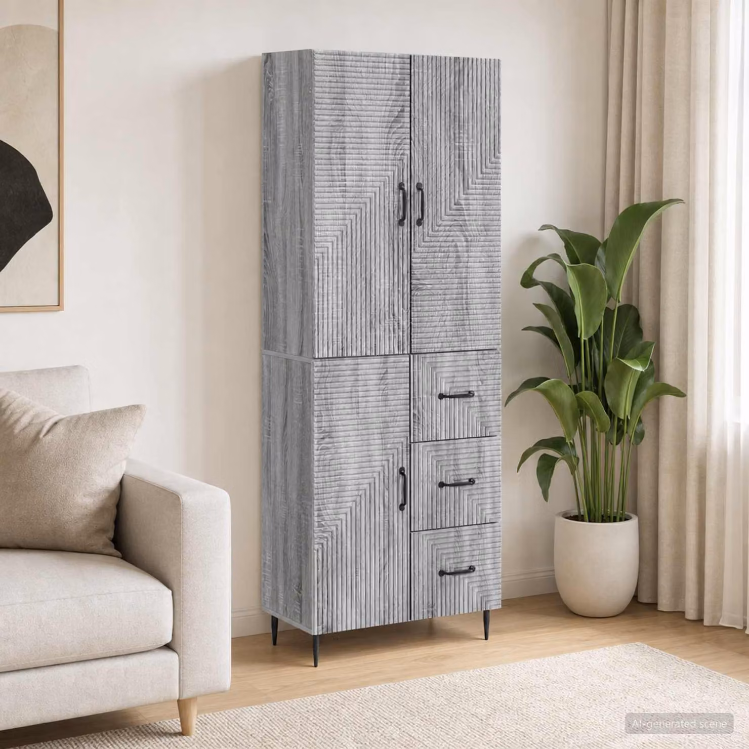 Set di 2 armadi da parete vidaXL moderni in MDF grigio con ante a battente e ripiani interni per giardino o casa L/P/H: 89,5 x 34,5 x 66,0 cm