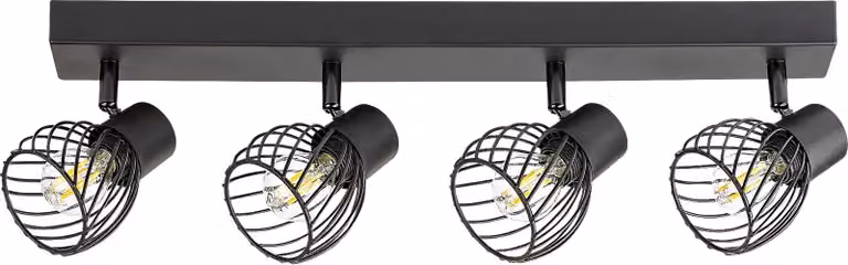 Rabalux 73004 Faretto da soffitto a 4 punti luce Aberama, E14, nero, forma sferica, stile industriale, ø85 mm