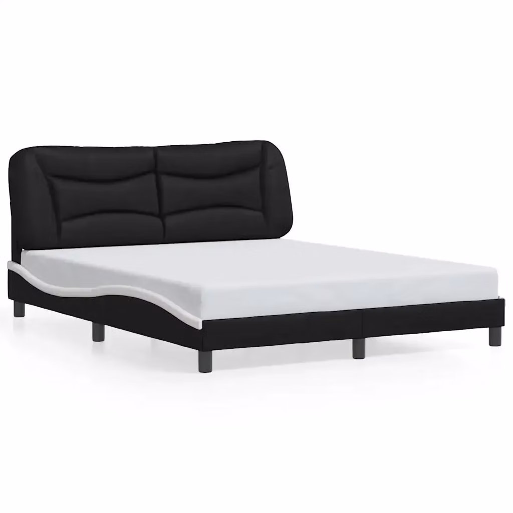 Giroletto senza materasso Hvar vidaXL in similpelle nero e bianco L 160 cm x P 200 cm – 2