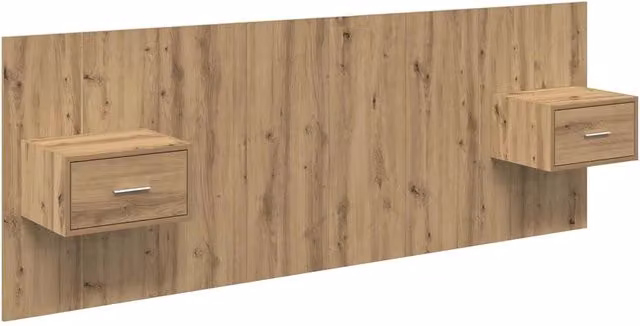 Testiera | Testata con Comodino 3 pcs Rovere artigianale Legno multistrato