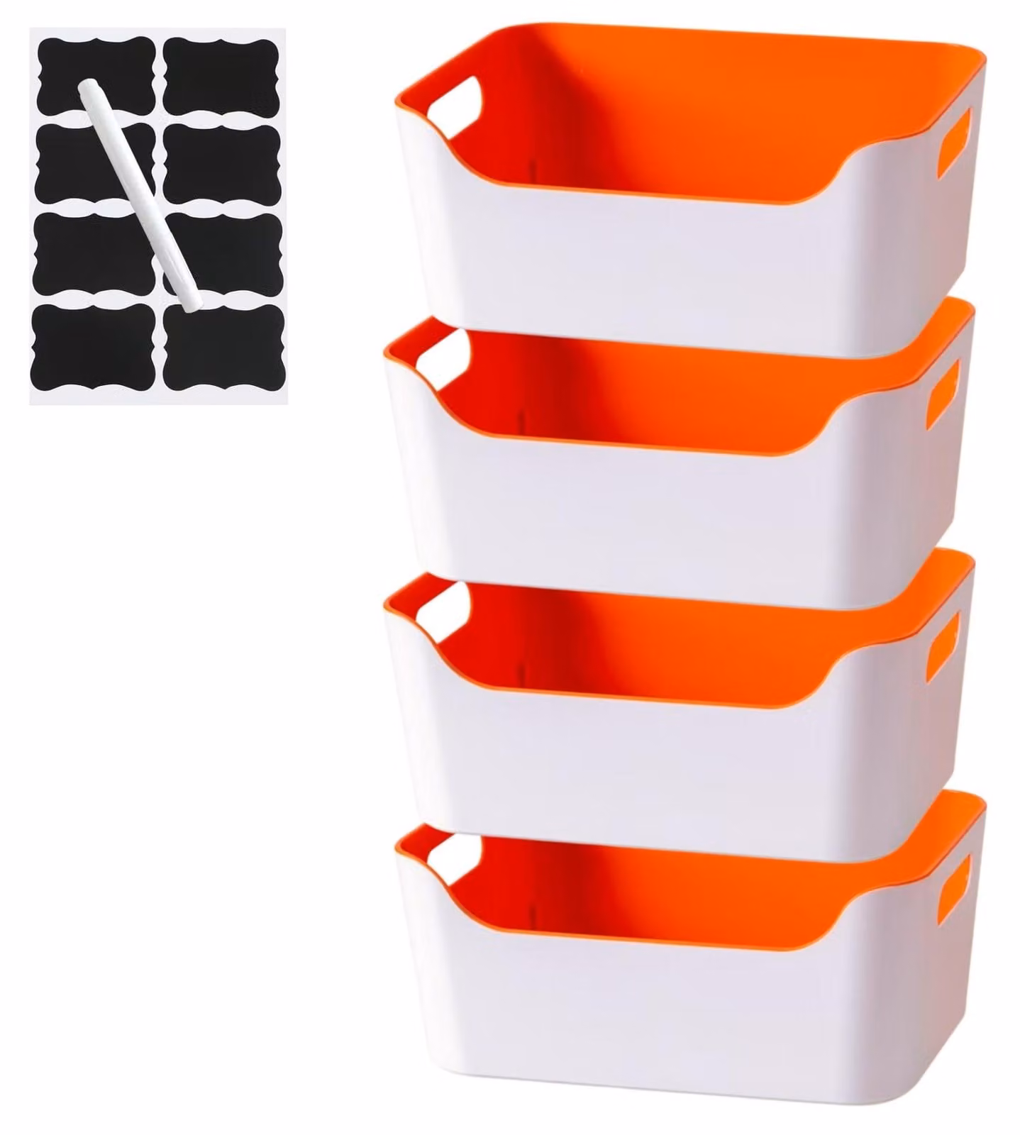 Set di 4 contenitori portaoggetti con maniglia (24 x 17 x 10 cm) per cucina e bagno